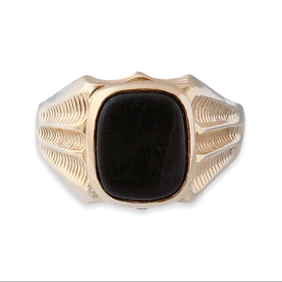 Vintage 14K Gold Black Onyx Men’s Signet Ring Large Size 12.5 - Picture 2 of 7